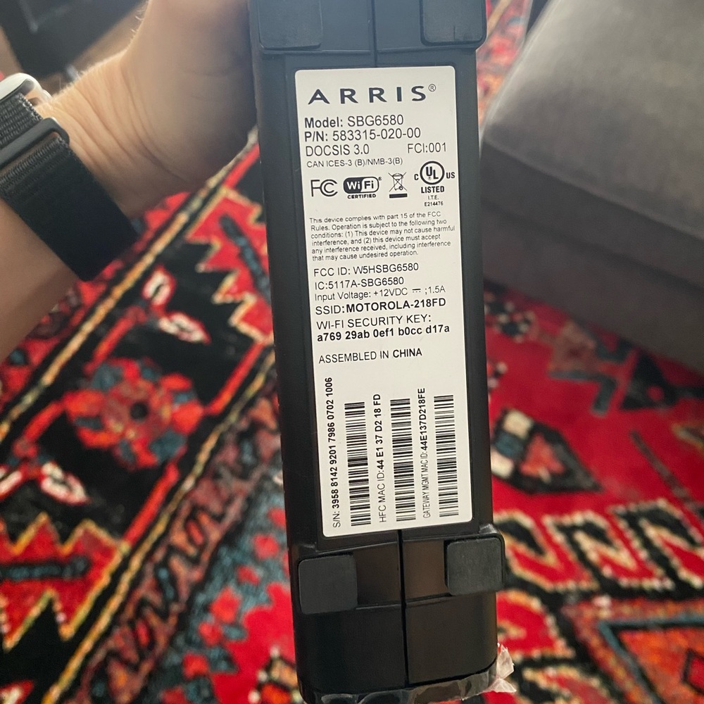 Arris surfboard SBG6580 router